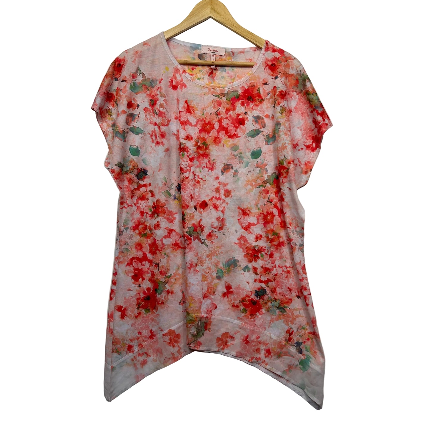 Millers Pink Floral Asymmetric Top - Size 18