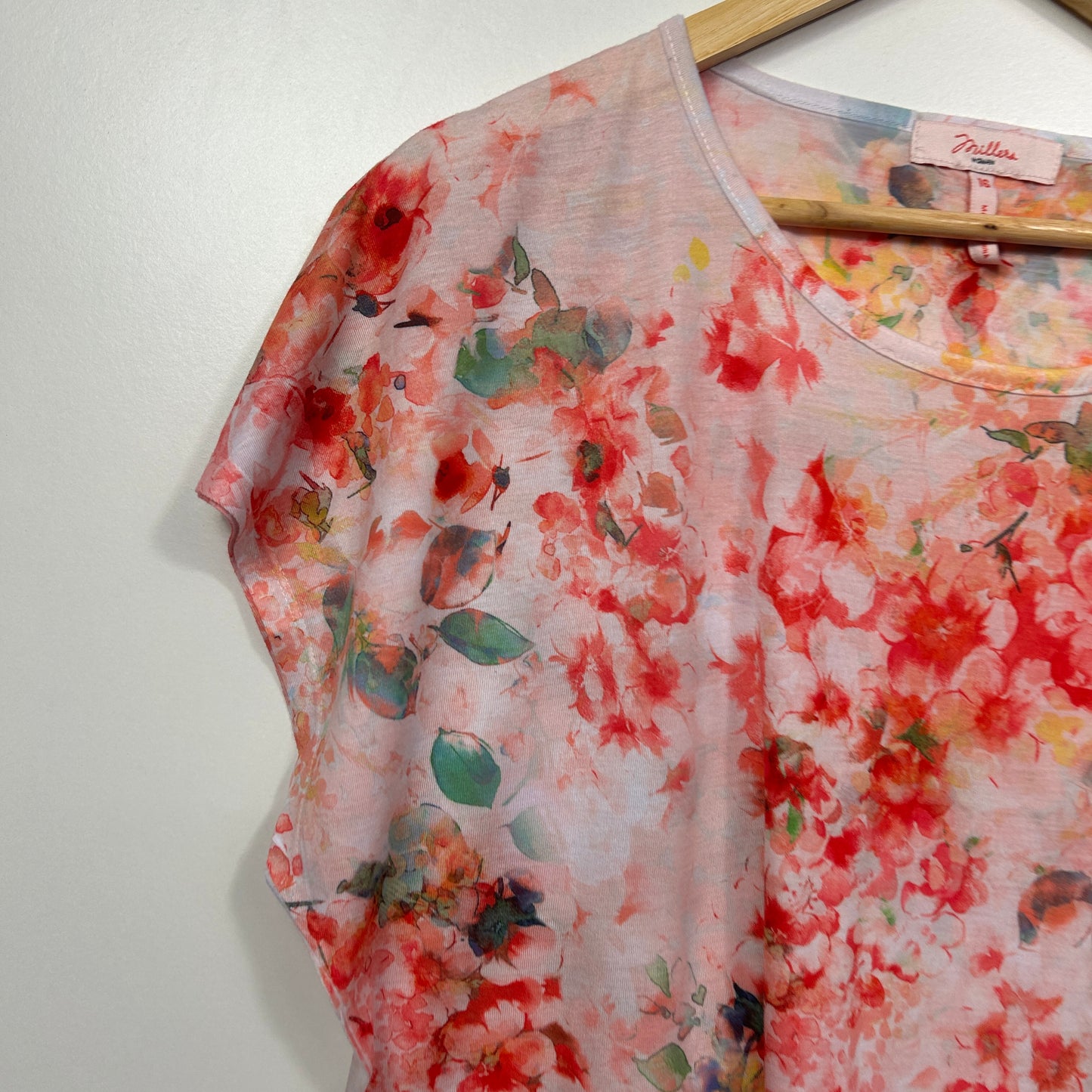 Millers Pink Floral Asymmetric Top - Size 18