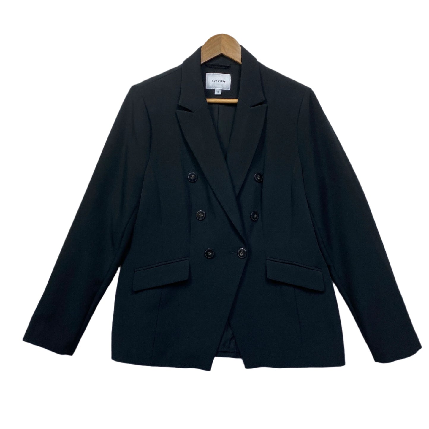 Preview Blazer Jacket Size 14 Black Long Sleeve Office