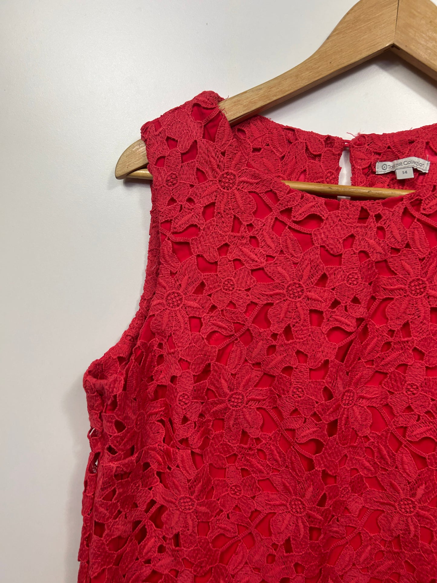 Target Dress Size 14 Red Crochet Overlay Sleeveless