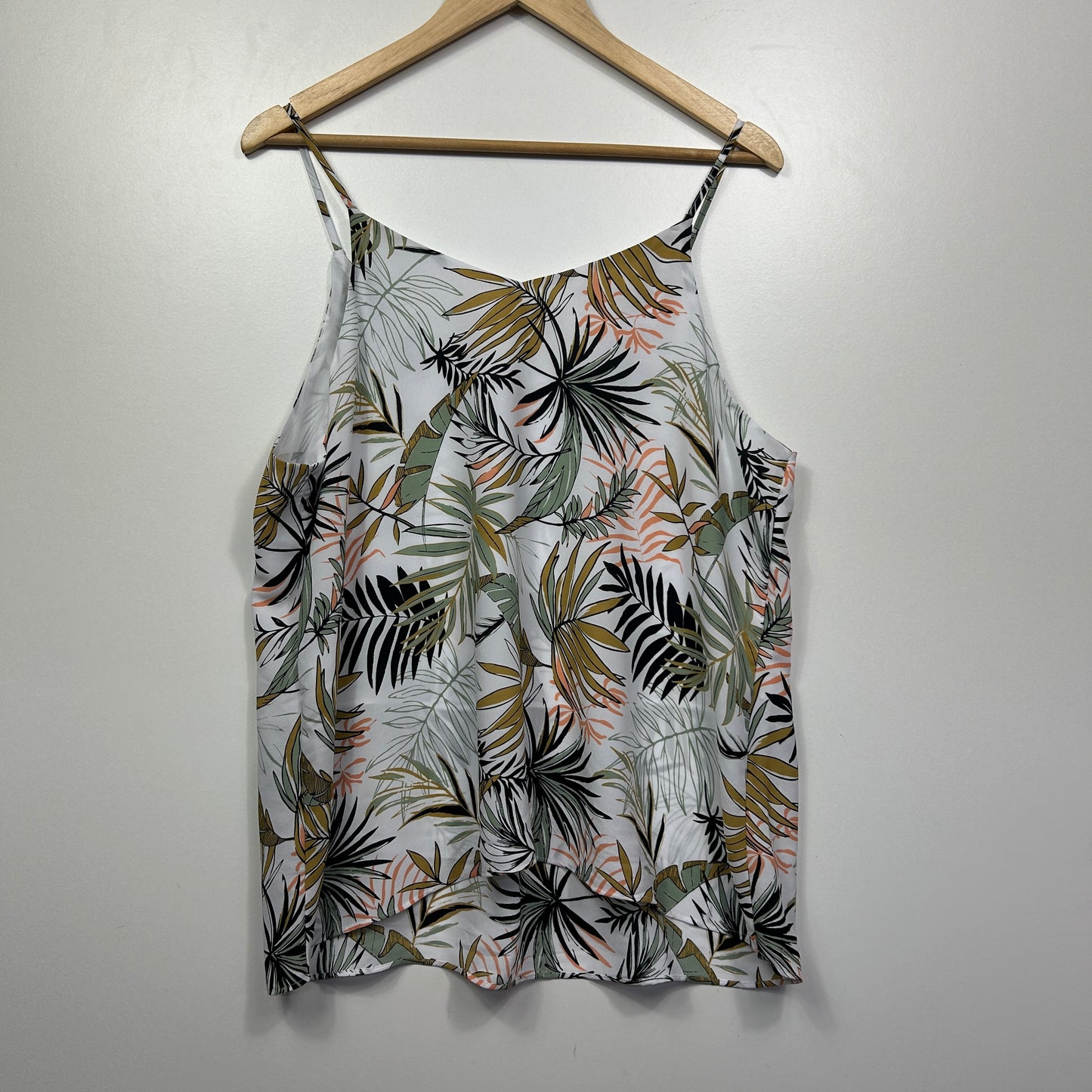 Anko White Palm Leaf Print Cami Top - Size 18