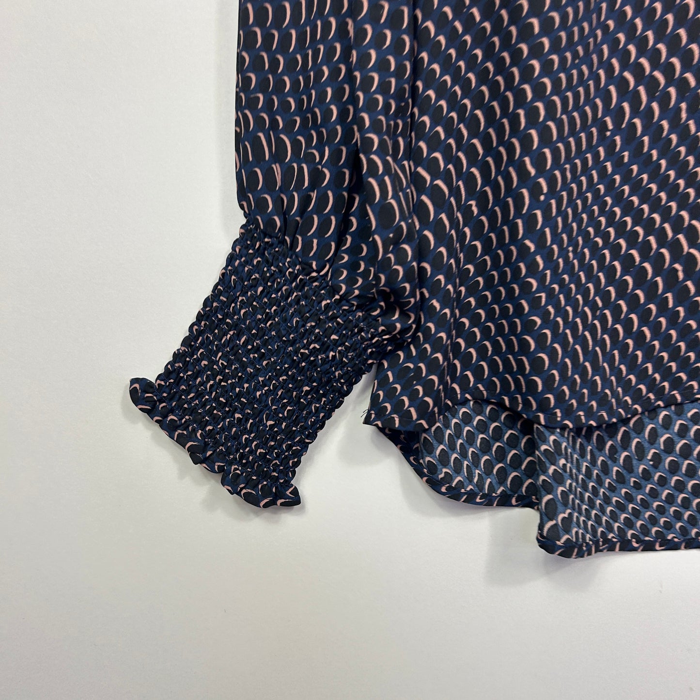 Preview Navy Blue Crescent Moon Print Blouse - Size 18