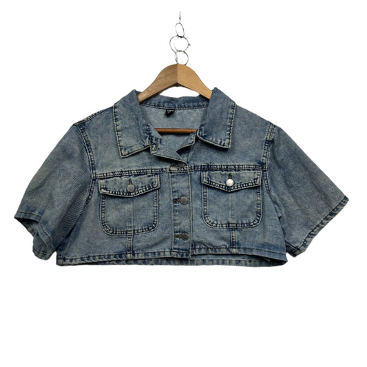 Shein Crop Denim Jacket Size 14 16 0XL Short SLeeve