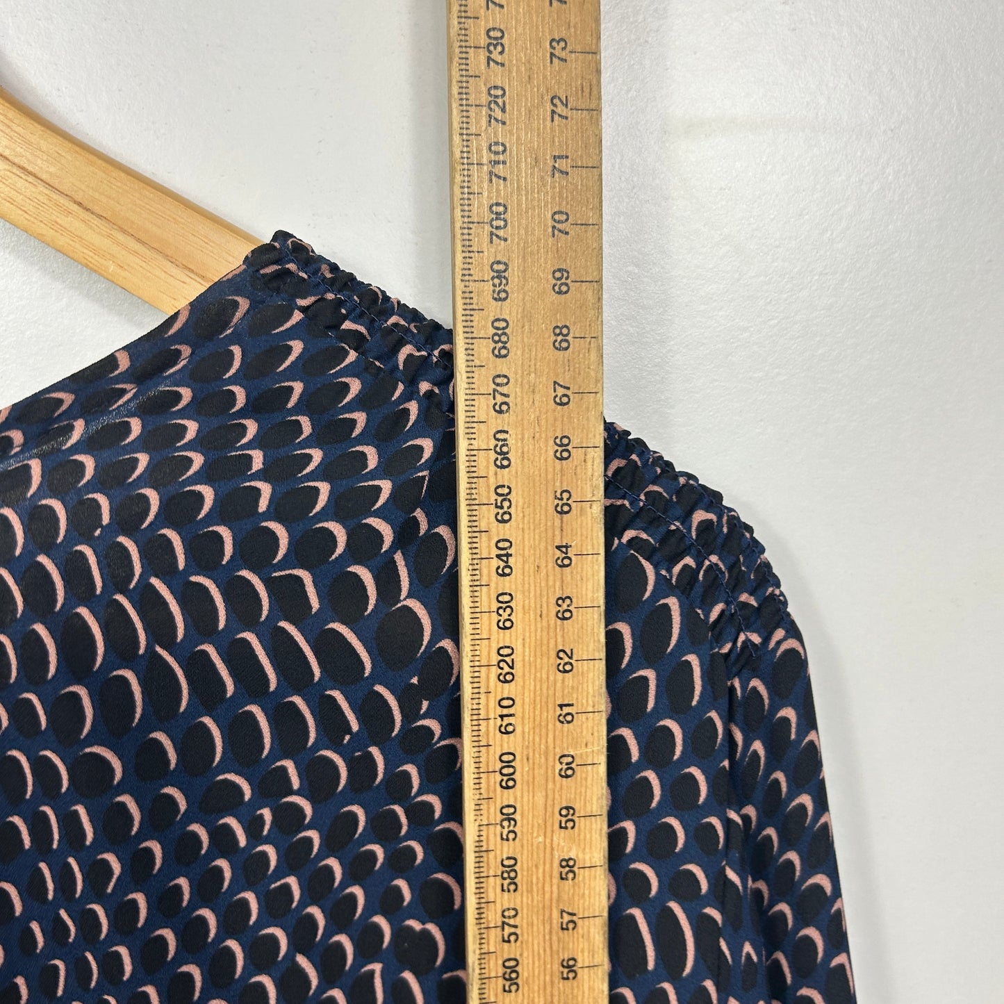 Preview Navy Blue Crescent Moon Print Blouse - Size 18