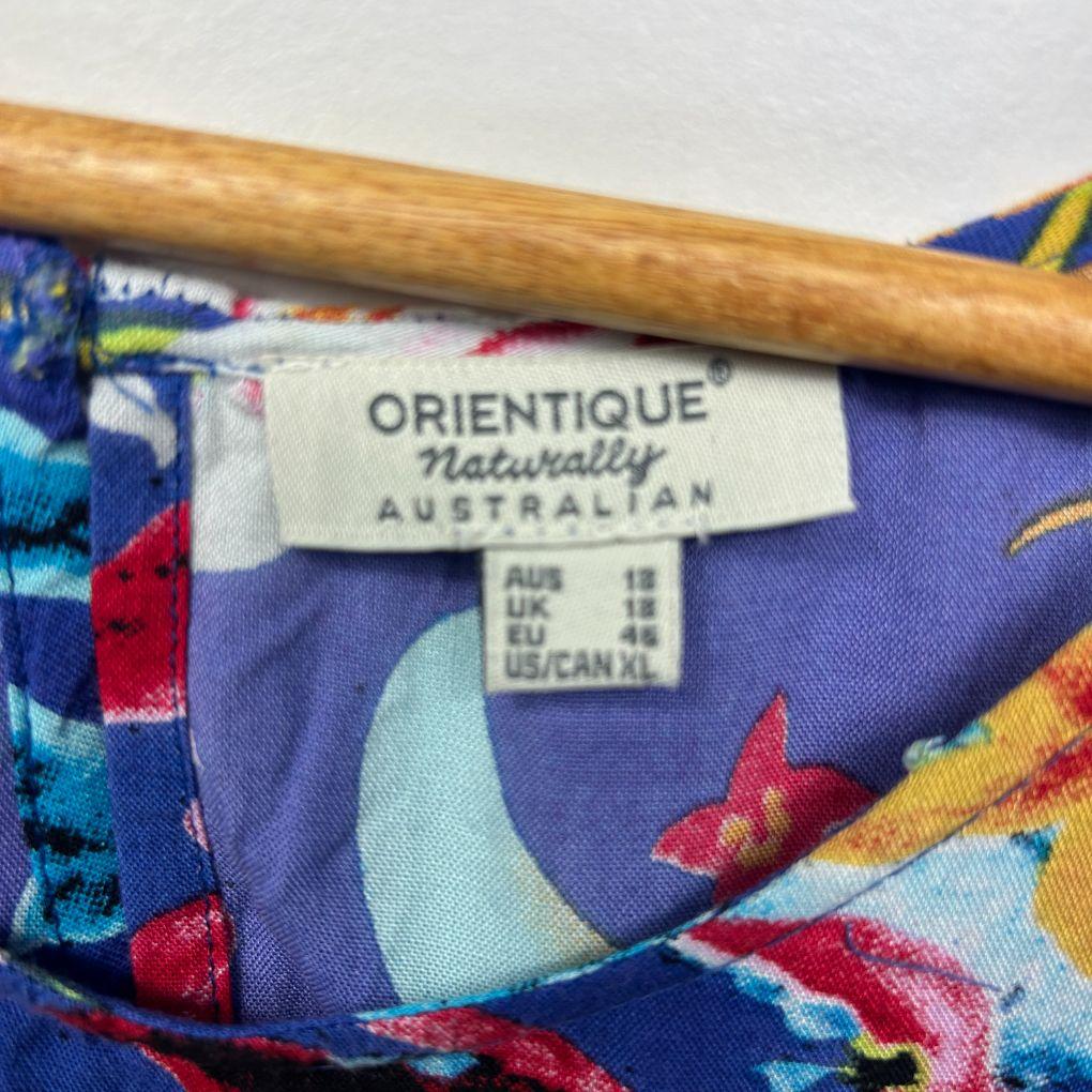 Orientique Blue Floral Top - Size 18