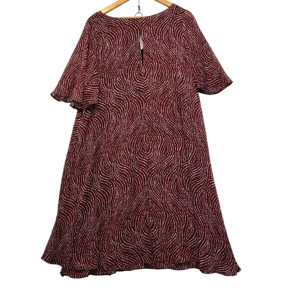 Taking Shape Maroon Patterned Dress - Size 20