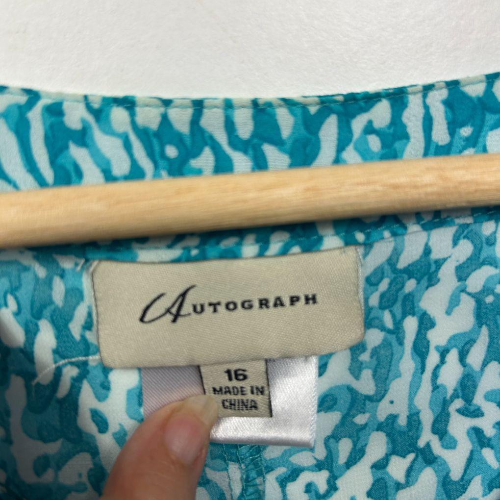 Autograph Teal Print Top - Size 16
