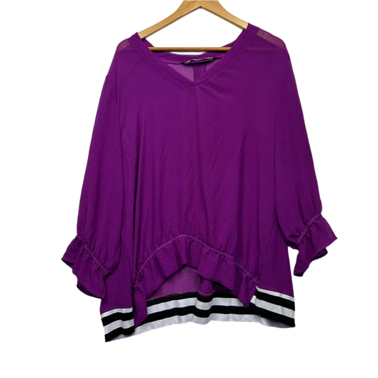 Taking Shape Pretty Basics Top Size 20 Purple Sheer Long Sleeve