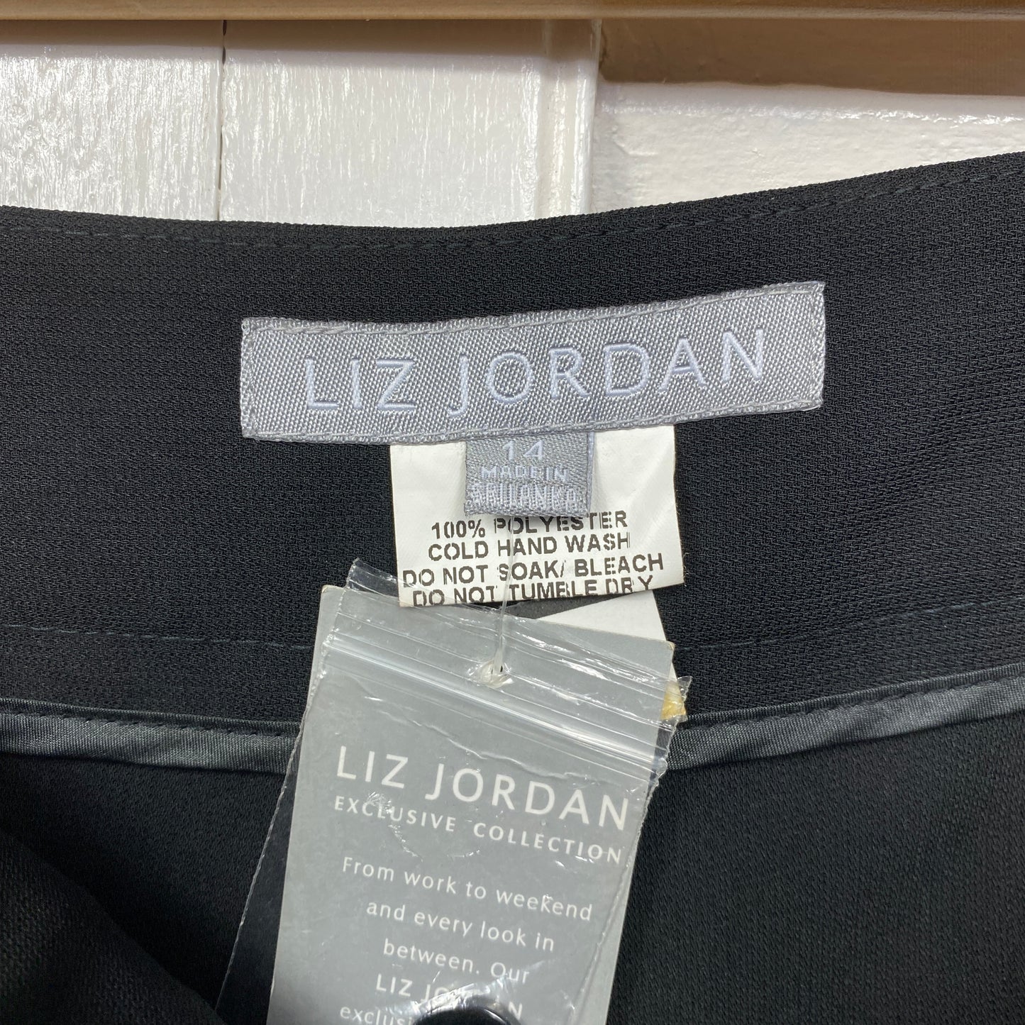 Liz Jordan Pants Size 14 Black Straight Leg Zip Fly New