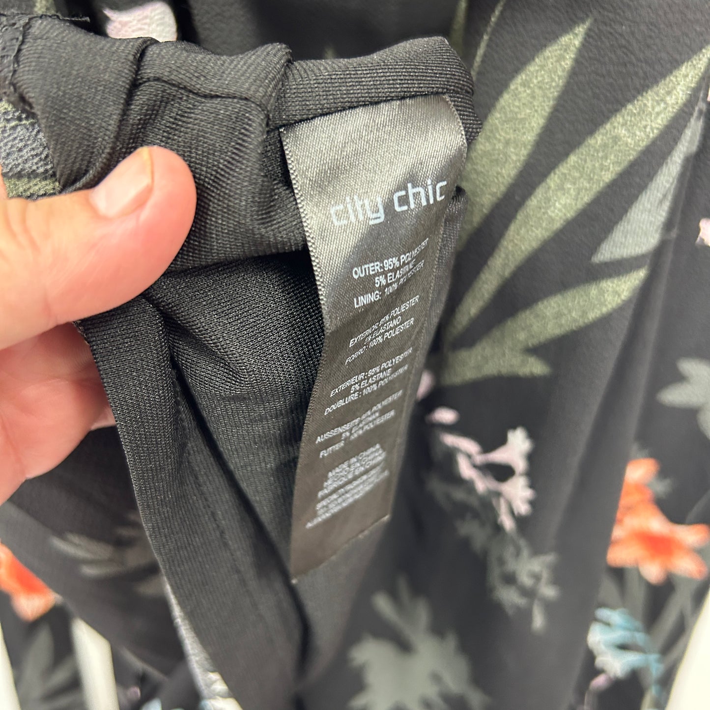 City Chic Black Floral Bell Sleeve Dress - Size 22/XL