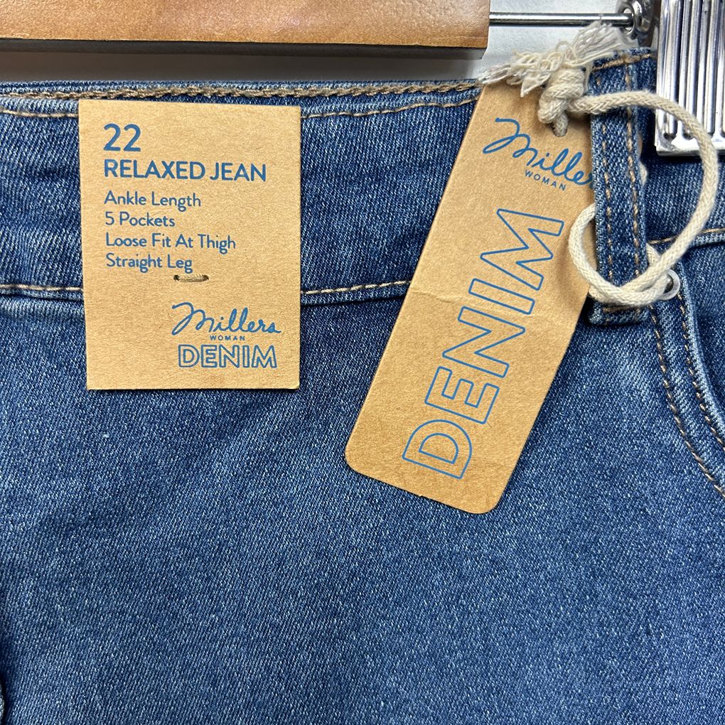 Millers Blue Relaxed Ankle Length Jeans - Size 22