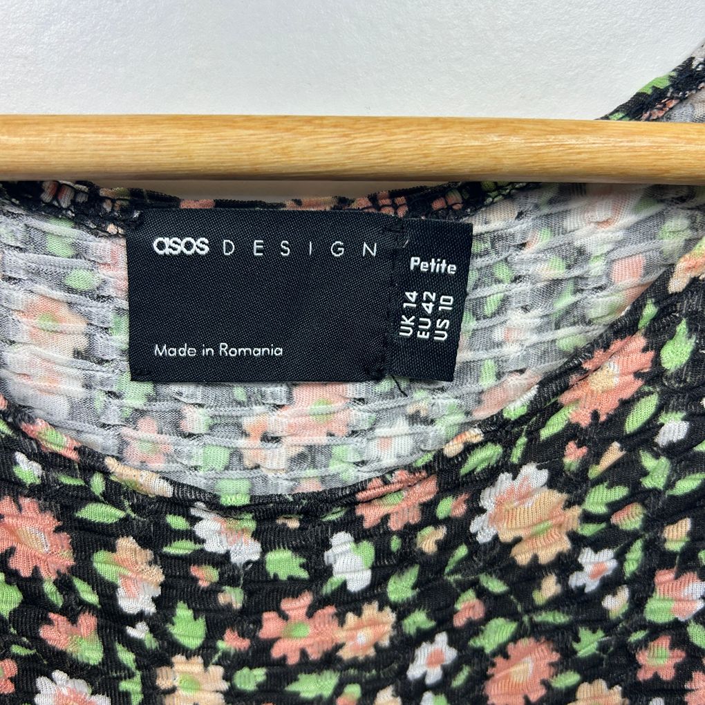 Asos Black Floral Maxi Dress - Size 14