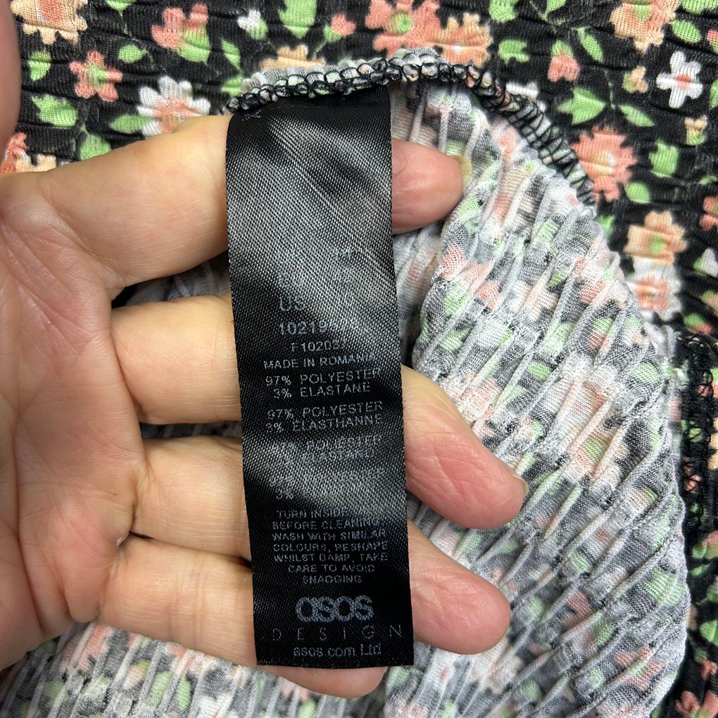 Asos Black Floral Maxi Dress - Size 14
