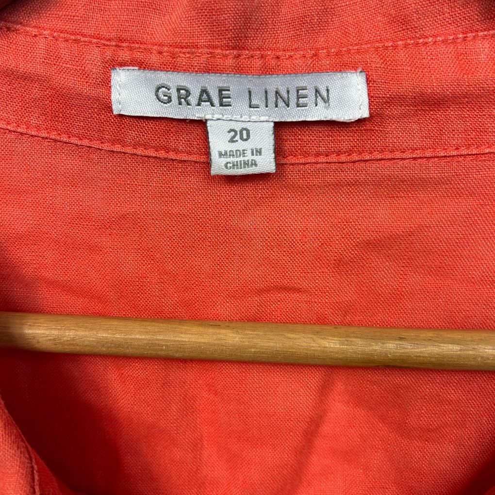 Suzanne Grae Linen Orange Linen Shirt - Size 20
