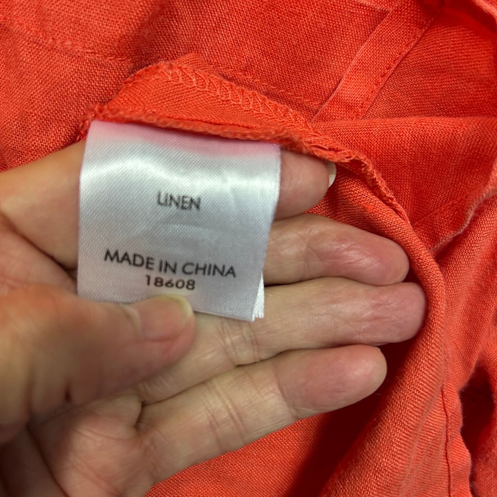 Suzanne Grae Linen Orange Linen Shirt - Size 20
