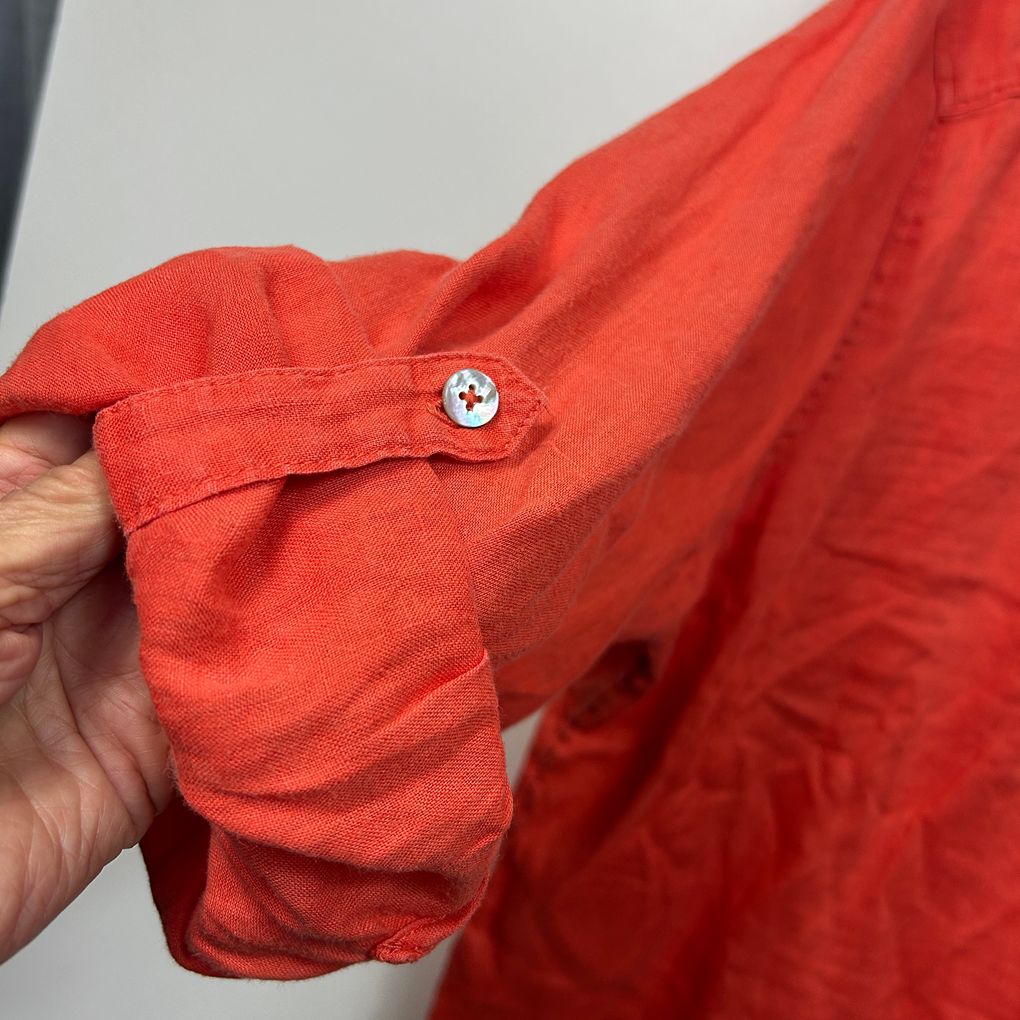 Suzanne Grae Linen Orange Linen Shirt - Size 20