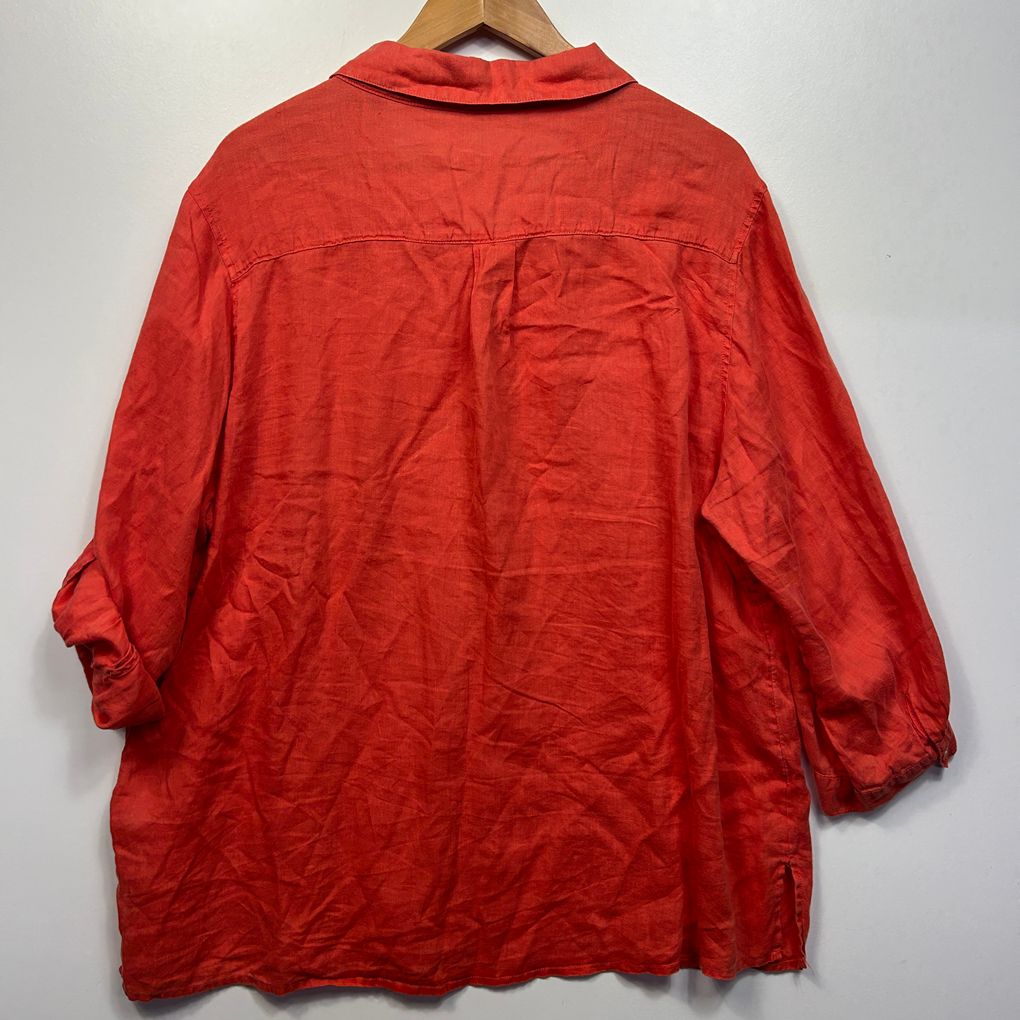 Suzanne Grae Linen Orange Linen Shirt - Size 20