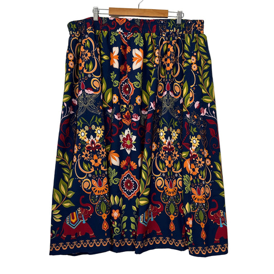 Bloomchic Navy Multicolour Floral Print Skirt - Size 30
