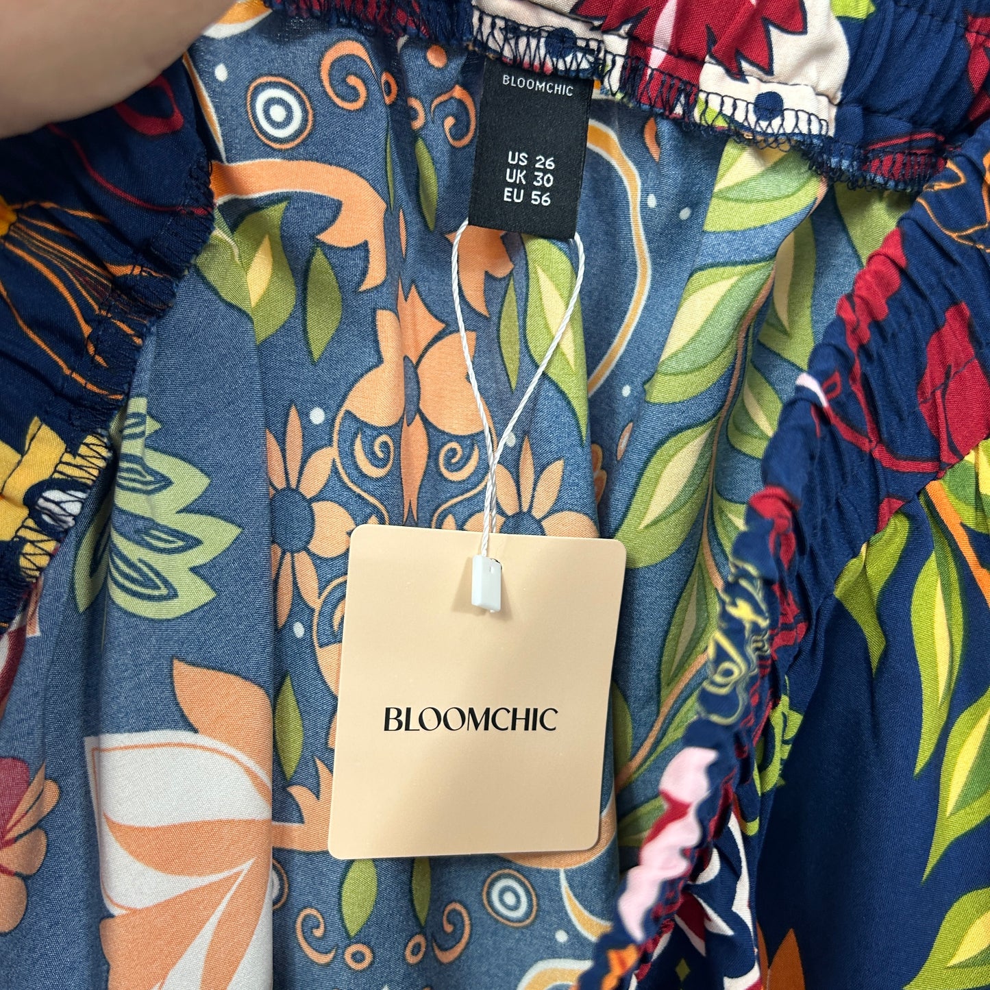 Bloomchic Navy Multicolour Floral Print Skirt - Size 30