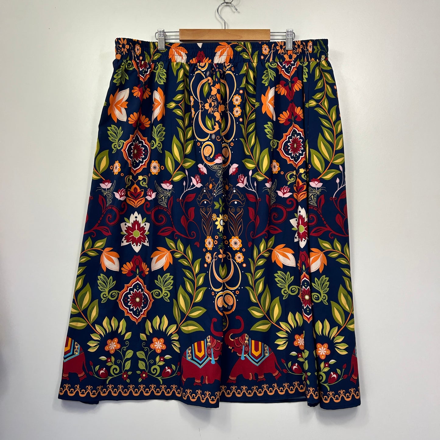 Bloomchic Navy Multicolour Floral Print Skirt - Size 30