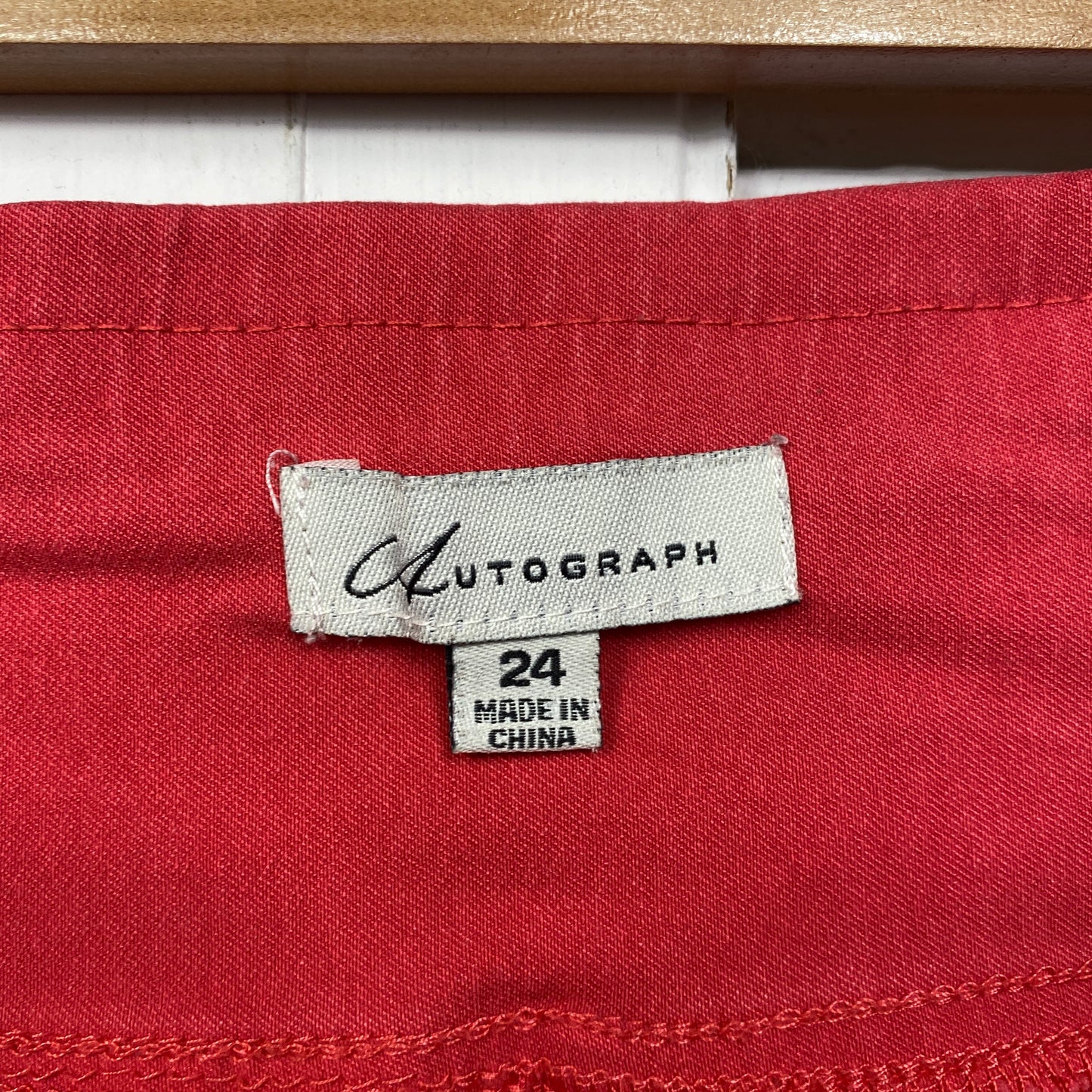 Autograph Cropped Pants Size 24 Red Pull On 3/4 Length