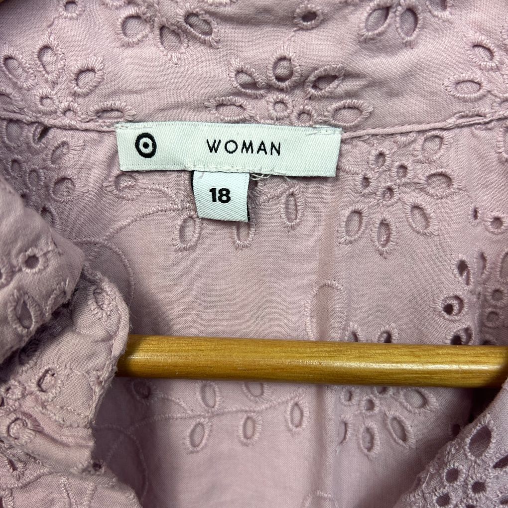 Target Mauve Broderie Cotton Shirt - Size 18
