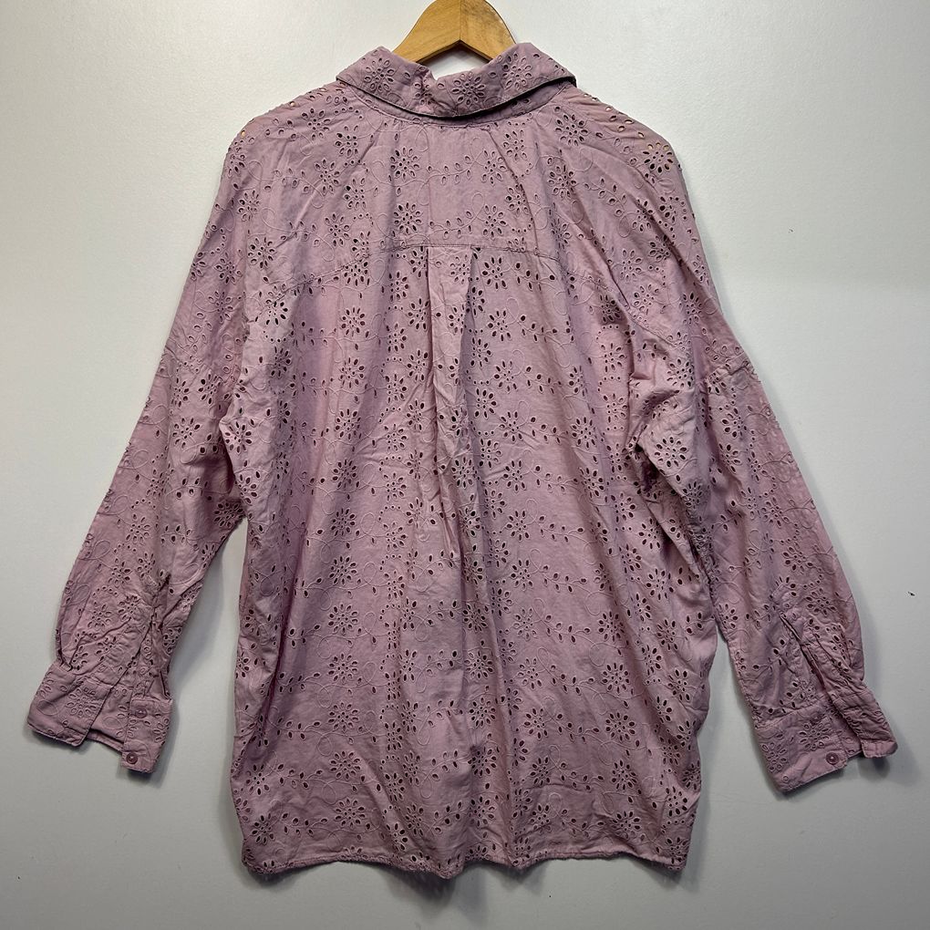 Target Mauve Broderie Cotton Shirt - Size 18