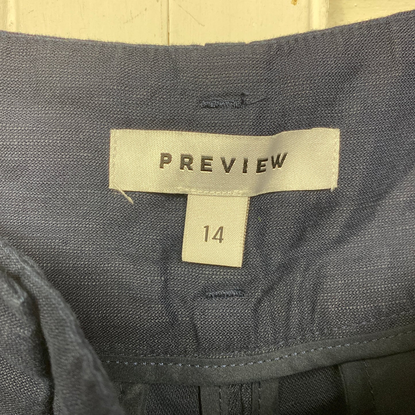 Preview Pants Size 14 Navy Linen Pockets Pleated Zip Fly Office