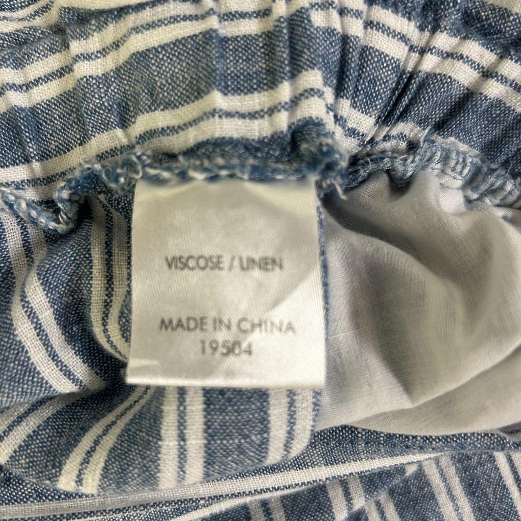 Suzanne Grae Blue Stripe Linen Pants - Size