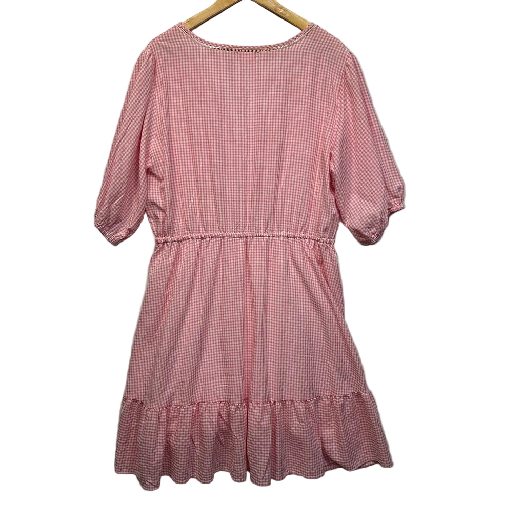 Orange Sherbet Pink Gingham Check Dress - Size 18