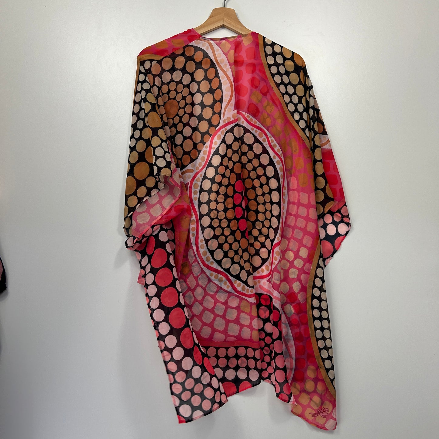 Yarn Pink & Tan Indigenous Print Kimono - One Size