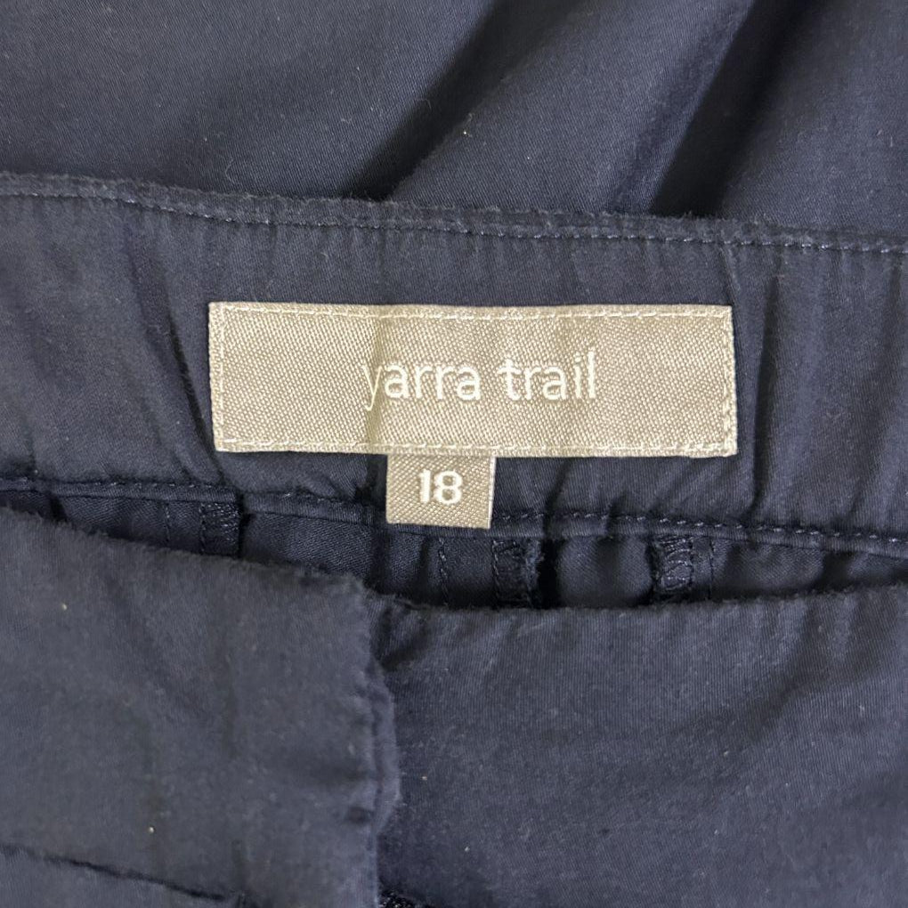 Yarra Trail Navy Cotton Crop Pants - Size 18