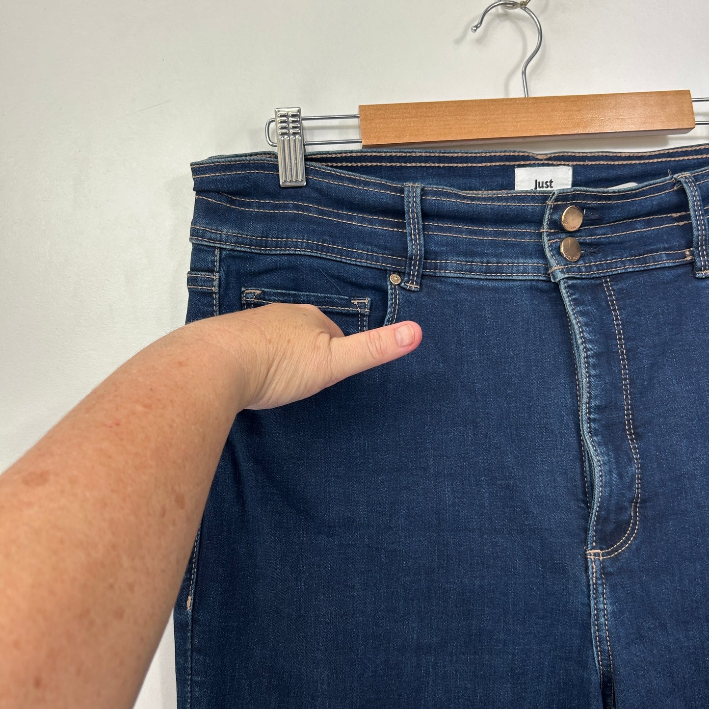 Just Jeans Reformed Wide Leg Sky High Navy Denim Jeans - Size 16