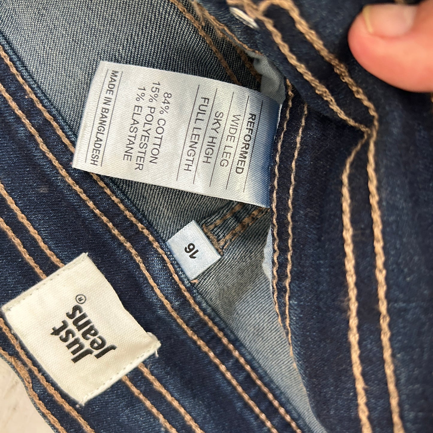 Just Jeans Reformed Wide Leg Sky High Navy Denim Jeans - Size 16