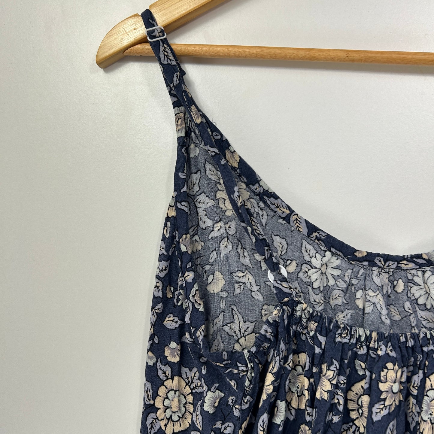 Boho Navy & Blue Floral Print Slip Dress - One Size