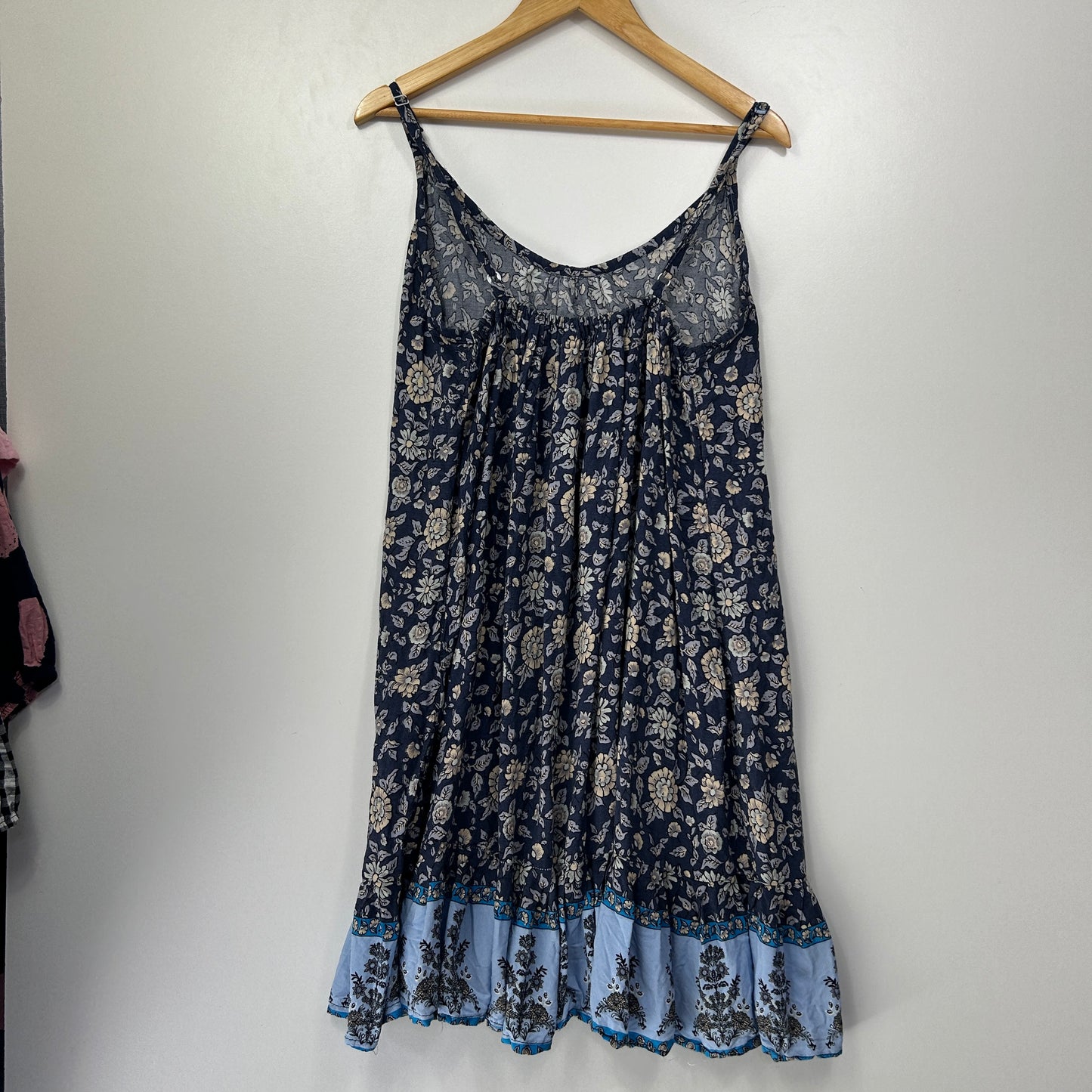 Boho Navy & Blue Floral Print Slip Dress - One Size