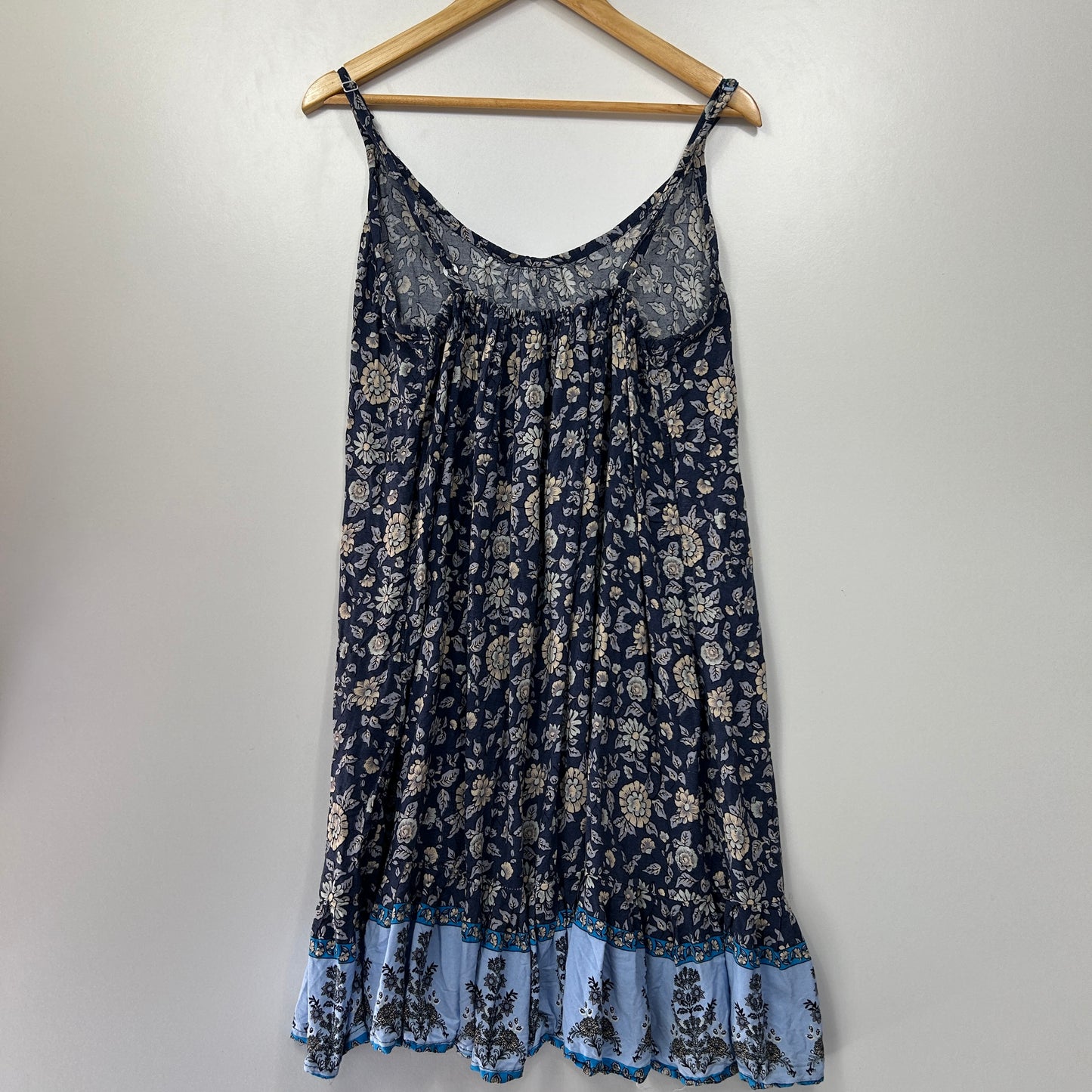 Boho Navy & Blue Floral Print Slip Dress - One Size