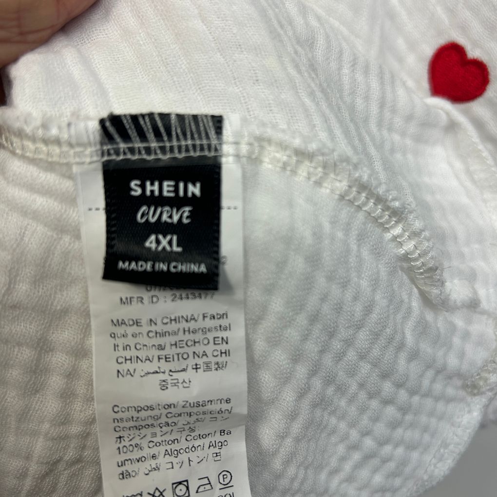 Shein White Cotton Top - Size 4XL