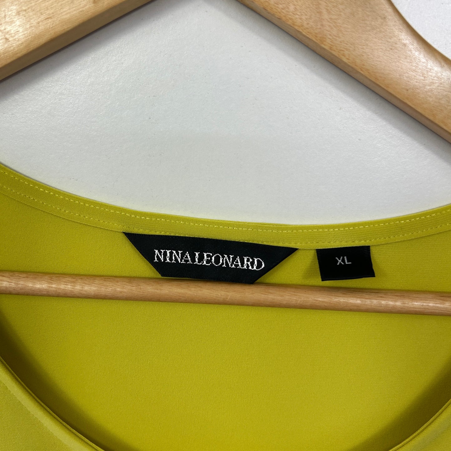 Nina Leonard Chartreuse Embroidered Top - Size XL