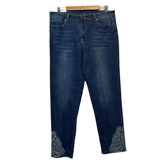 Rockmans Jeans Size 14 Blue Pockets Embroidered