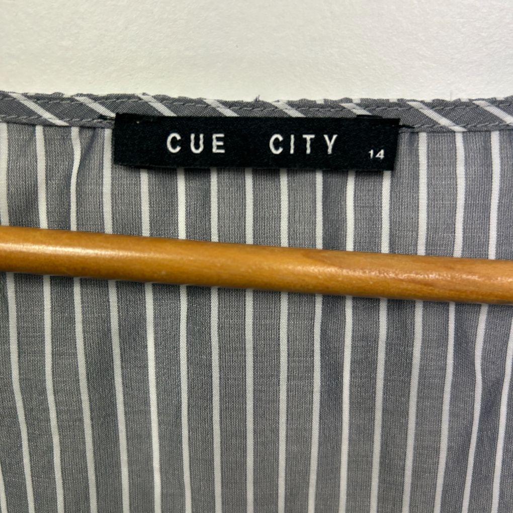 Cue City Grey Stripe Top - Size 14