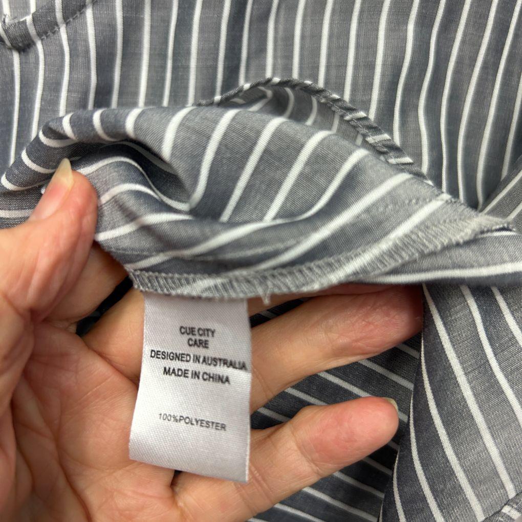 Cue City Grey Stripe Top - Size 14