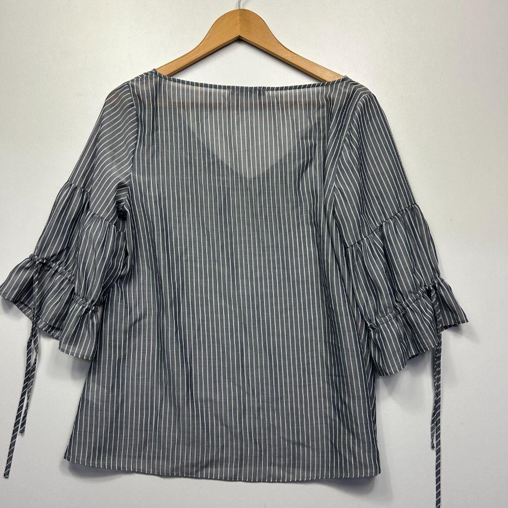 Cue City Grey Stripe Top - Size 14
