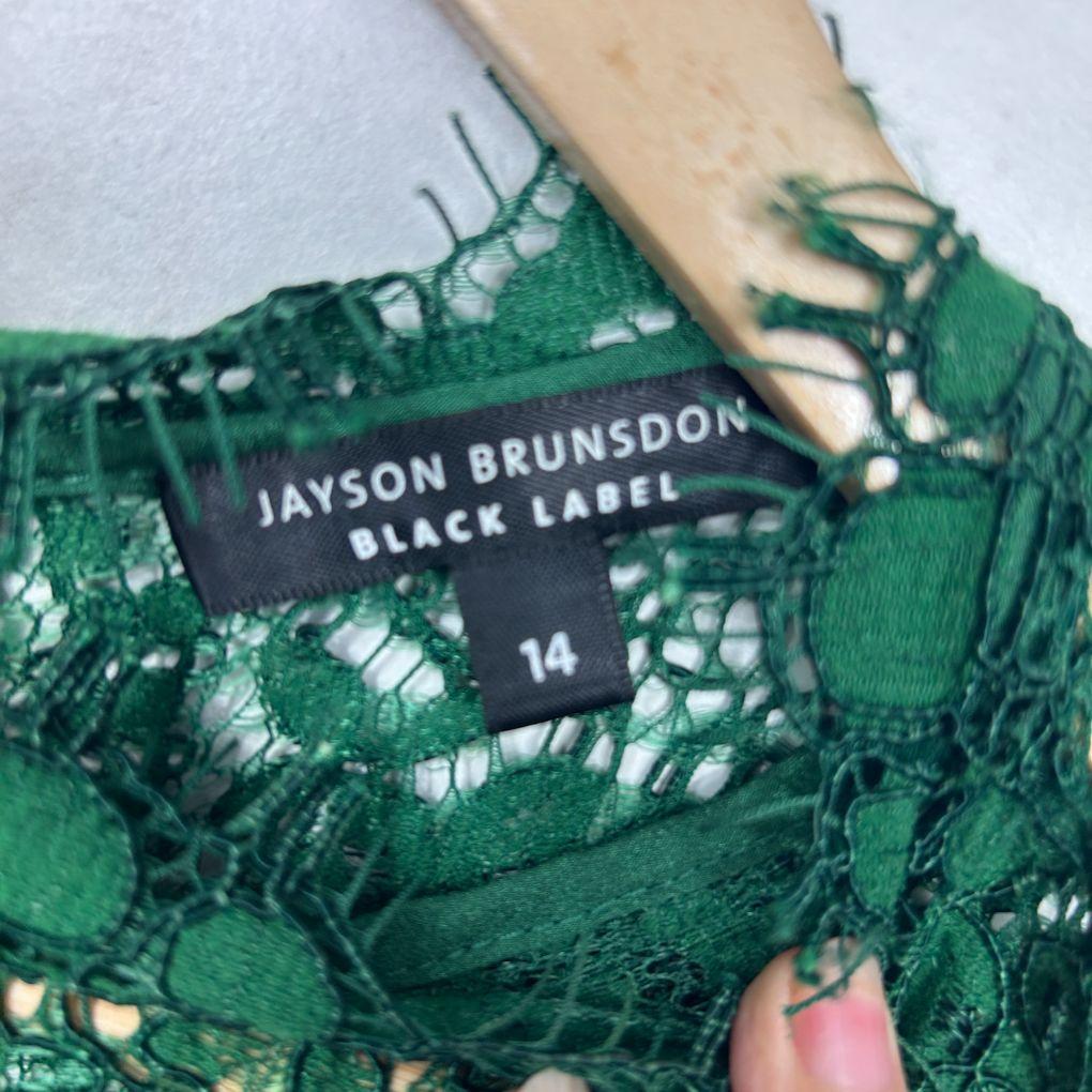 Jayson Brunsdon Black Label Green Lace Dress - Size 14