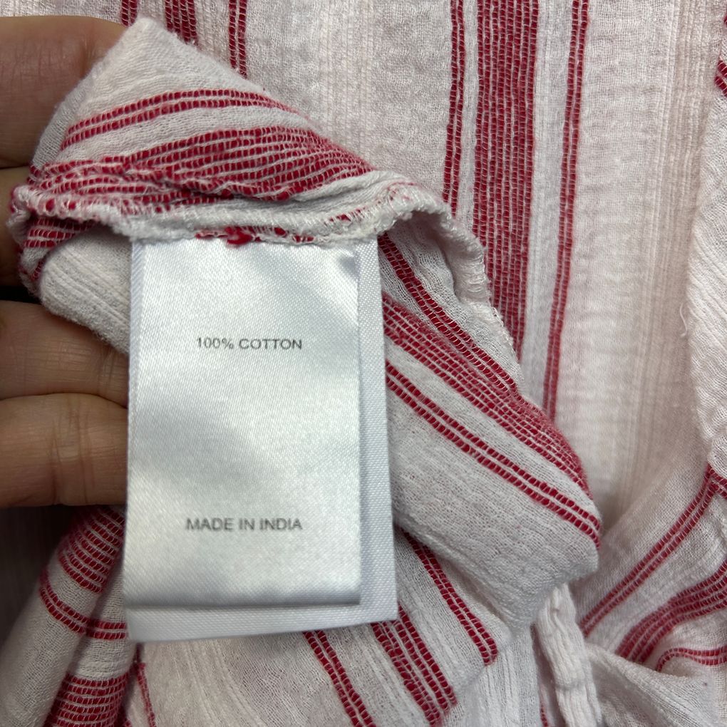 Taking Shape Red Striped Cotton Top - Size 14