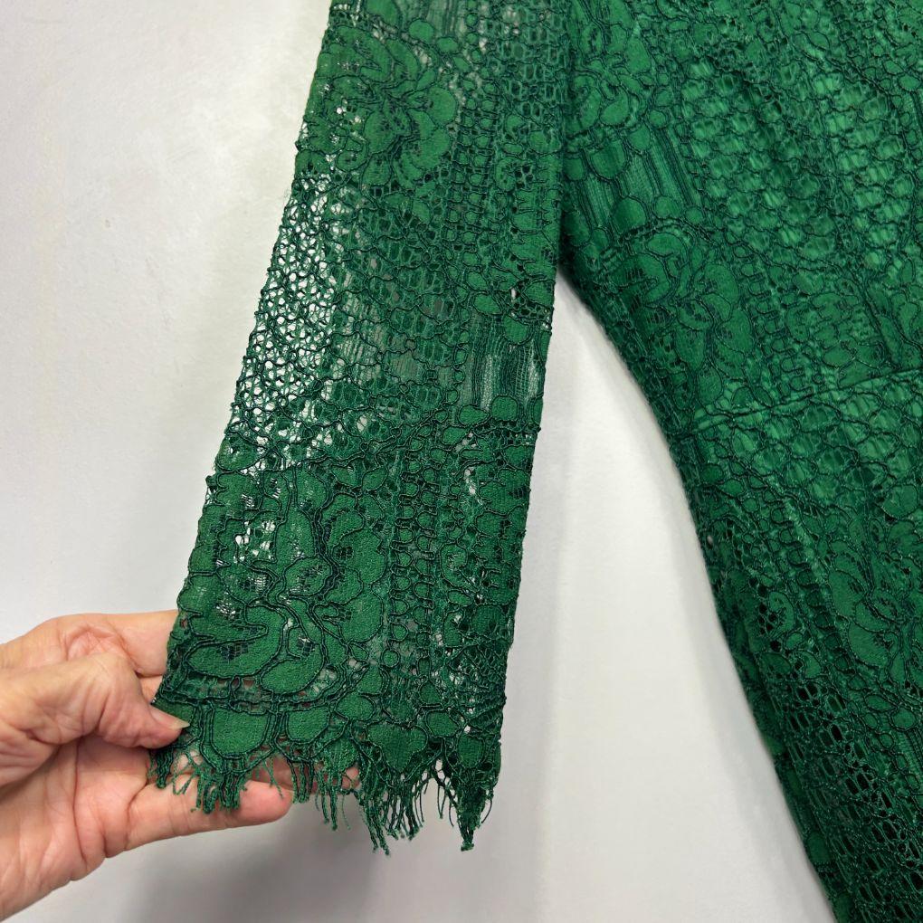 Jayson Brunsdon Black Label Green Lace Dress - Size 14