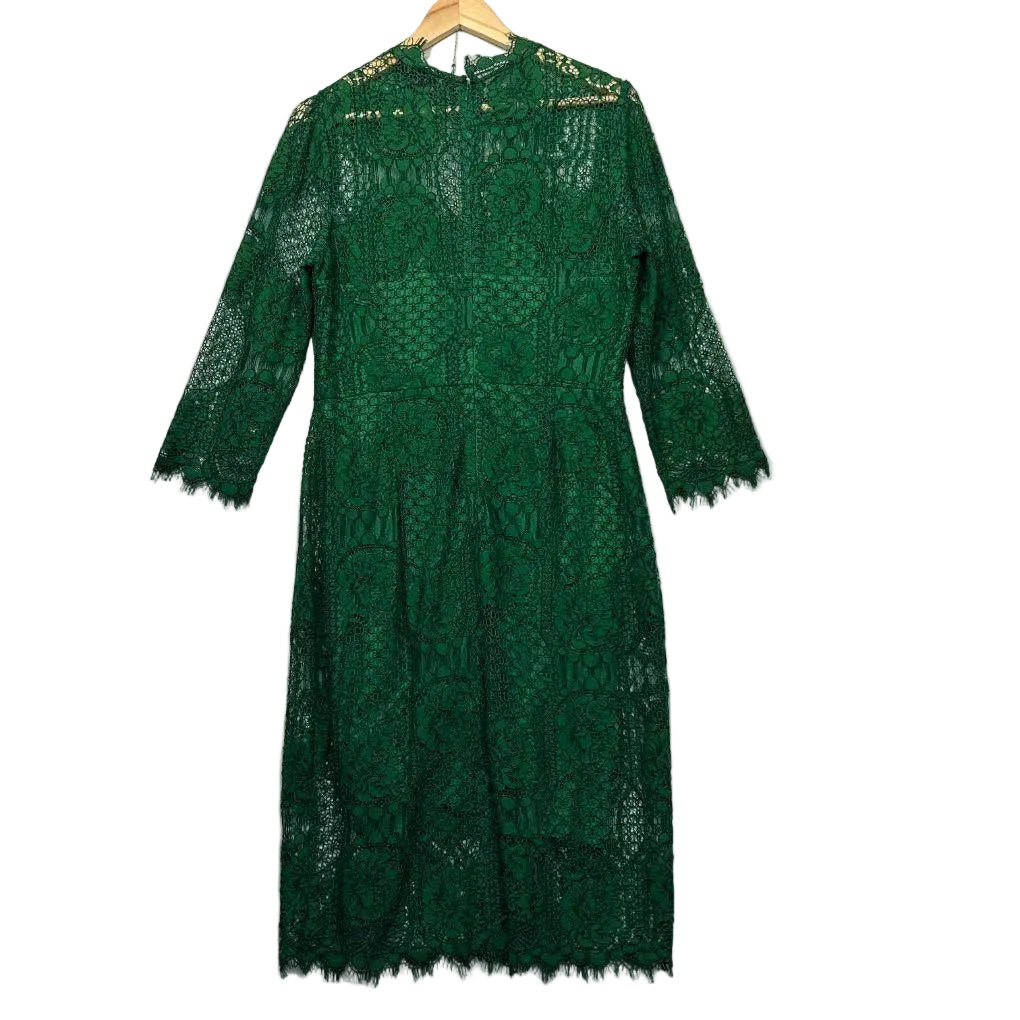 Jayson Brunsdon Black Label Green Lace Dress - Size 14