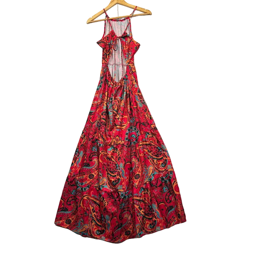 Red Floral Maxi Dress - Size L