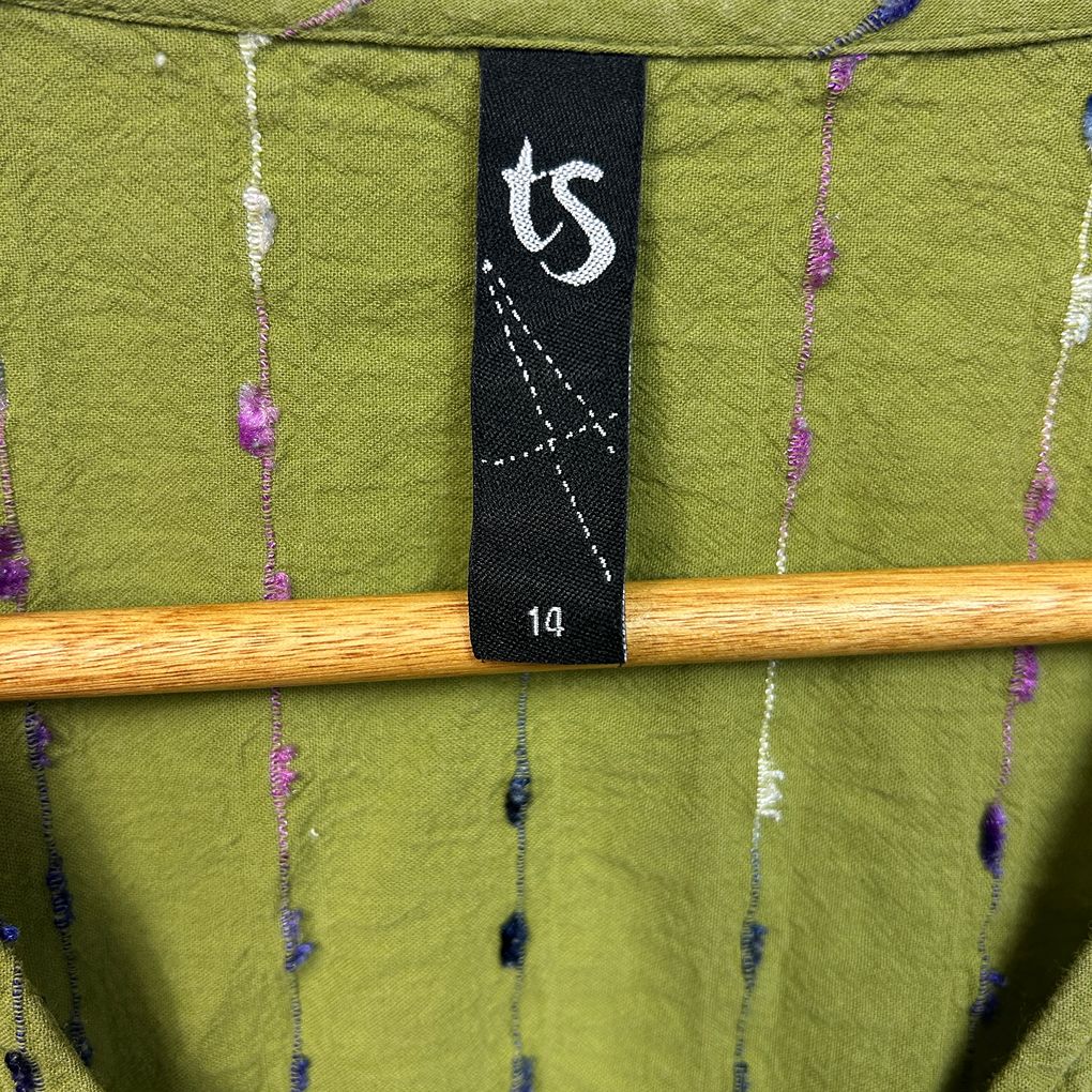 Taking Shape Green Embroidered Cotton Top - Size 14