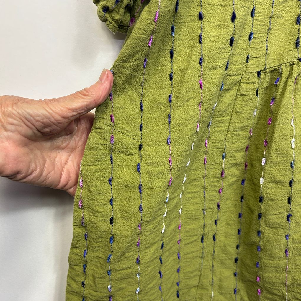Taking Shape Green Embroidered Cotton Top - Size 14